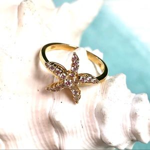 14kt gold and genuine Diamond starfish ring
